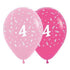 Age 4 Fashion Pink Assorted Latex Balloons 30cm 6pk