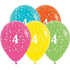 Age 4 Tropical Assorted Latex Balloons 30cm 25pk