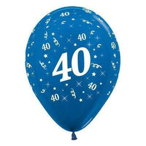 Amscan_OO Balloon - Printed Latex Age 40 Metallic Blue Latex Balloon 30cm 25pk