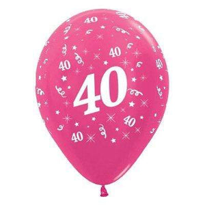 Amscan_OO Balloon - Printed Latex Age 40 Metallic Fuchsia Latex Balloon 30cm 25pk