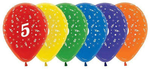 Amscan_OO Balloon - Printed Latex Age 5 Crystal Assorted Latex Balloons 30cm 25pk
