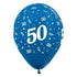 Age 50 Metallic Blue Latex Balloon 30cm 25pk