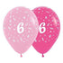 Age 6 Fashion Pink Assorted Latex Balloons 30cm 6pk
