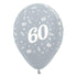 Age 60 Satin Pearl Silver Latex Balloon 30cm 25pk