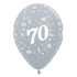 Age 70 Satin Pearl Silver Latex Balloon 30cm 6pk