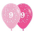 Age 9 Fashion Pink Assorted Latex Balloons 30cm 6pk