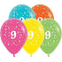 Age 9 Tropical Assorted Latex Balloons 30cm 25pk