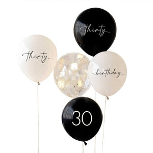 Balloon - Printed Latex Champagne Noir Black, Nude, Cream & Champagne Gold 30th Birthday Balloons