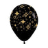 Golden Diamonds Printed Black Latex Balloons 30cm 12PK