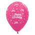 Happy Birthday Twinkling Stars Metallic Fuchsia Latex Balloons 30cm 25pk