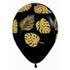 Leaves Gold on Fashion Black Latex Balloons 12pk
