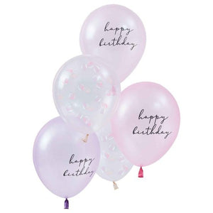 Balloon - Printed Latex Mermaid Shell Confetti & Happy Birthday Printed Balloon Bundle 30cm