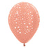 Small Stars on Metallic Rose Gold Latex Balloons 30cm 12pk