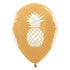 Tropical Pineapple Metallic Gold Latex Balloons 30cm 25pk