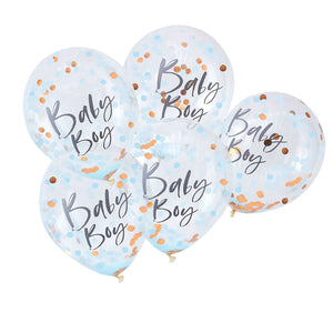 Balloon - Printed Latex Twinkle Twinkle Confetti Balloons Baby Boy Blue 30cm