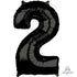 Black Numeral 2 Mid-Size Shape Foil Balloon Balloon 66cm Each