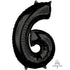 Black Numeral 6 Mid-Size Shape Foil Balloon Balloon 66cm Each