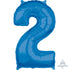 Blue Numeral 2 Mid-Size Shape Foil Balloon Balloon 66cm Each