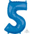 Blue Numeral 5 Mid-Size Shape Foil Balloon Balloon 66cm Each