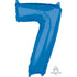 Blue Numeral 7 Mid-Size Shape Foil Balloon Balloon 66cm Each