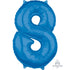 Blue Numeral 8 Mid-Size Shape Foil Balloon Balloon 66cm Each