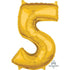 Gold Numeral 5 Mid-Size Shape Foil Balloon Balloon 66cm Each