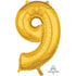 Gold Numeral 9 Mid-Size Shape Foil Balloon Balloon 66cm Each
