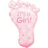 It's A Girl Foot SuperShape Foil Balloon 58cm x 82cm Each