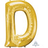Letter D Gold Supershape Foil Balloon 66cm x 81cm Each