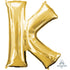 Letter K Gold Supershape Foil Balloon 45cm x 81cm Each