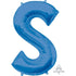 Letter S Blue Supershape Foil Balloon 63cm x 81cm Each