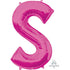 Letter S Pink Supershape Foil Balloon 60cm x 81cm Each