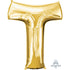Letter T Gold Supershape Foil Balloon 66cm x 83cm Each