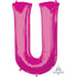 Letter U Pink Supershape Foil Balloon 66cm x 83cm Each
