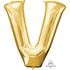 Letter V Gold Supershape Foil Balloon 66cm x 83cm Each