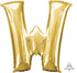 Letter W Gold Supershape Foil Balloon 66cm x 83cm Each