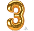 Number 3 Gold Jumbo Supershape Foil Balloon 81cm x 134cm Each