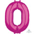 Pink Numeral 0 Mid-Size Shape Foil Balloon Balloon 66cm Each