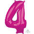 Pink Numeral 4 Mid-Size Shape Foil Balloon Balloon 66cm Each
