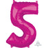 Pink Numeral 5 Mid-Size Shape Foil Balloon Balloon 66cm Each