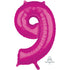 Pink Numeral 9 Mid-Size Shape Foil Balloon Balloon 66cm Each