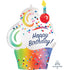 Rainbow Ombre Cupcake Happy Birthday SuperShape Foil Balloon 50cm x 68cm Each