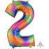 Rainbow Splash Numeral 2 Supershape Foil Balloon 86cm Each