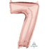 Rose Gold Numeral 7 Mid-Size Shape Foil Balloon Balloon 66cm Each