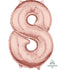Rose Gold Numeral 8 Mid-Size Shape Foil Balloon Balloon 66cm Each