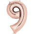 Rose Gold Numeral 9 Supershape Foil Balloon 86cm Each
