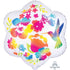 Satin Infused Watercolour Flowers & Hummingbird Supershape Foil Balloon 45cm x 45cm Each