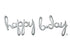Silver Happy Bday Script Supershape Foil Balloon Each