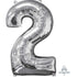 Silver Numeral 2 Mid-Size Shape Foil Balloon Balloon 66cm Each