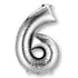 Silver Numeral 6 Supershape Foil Balloon 86cm Each